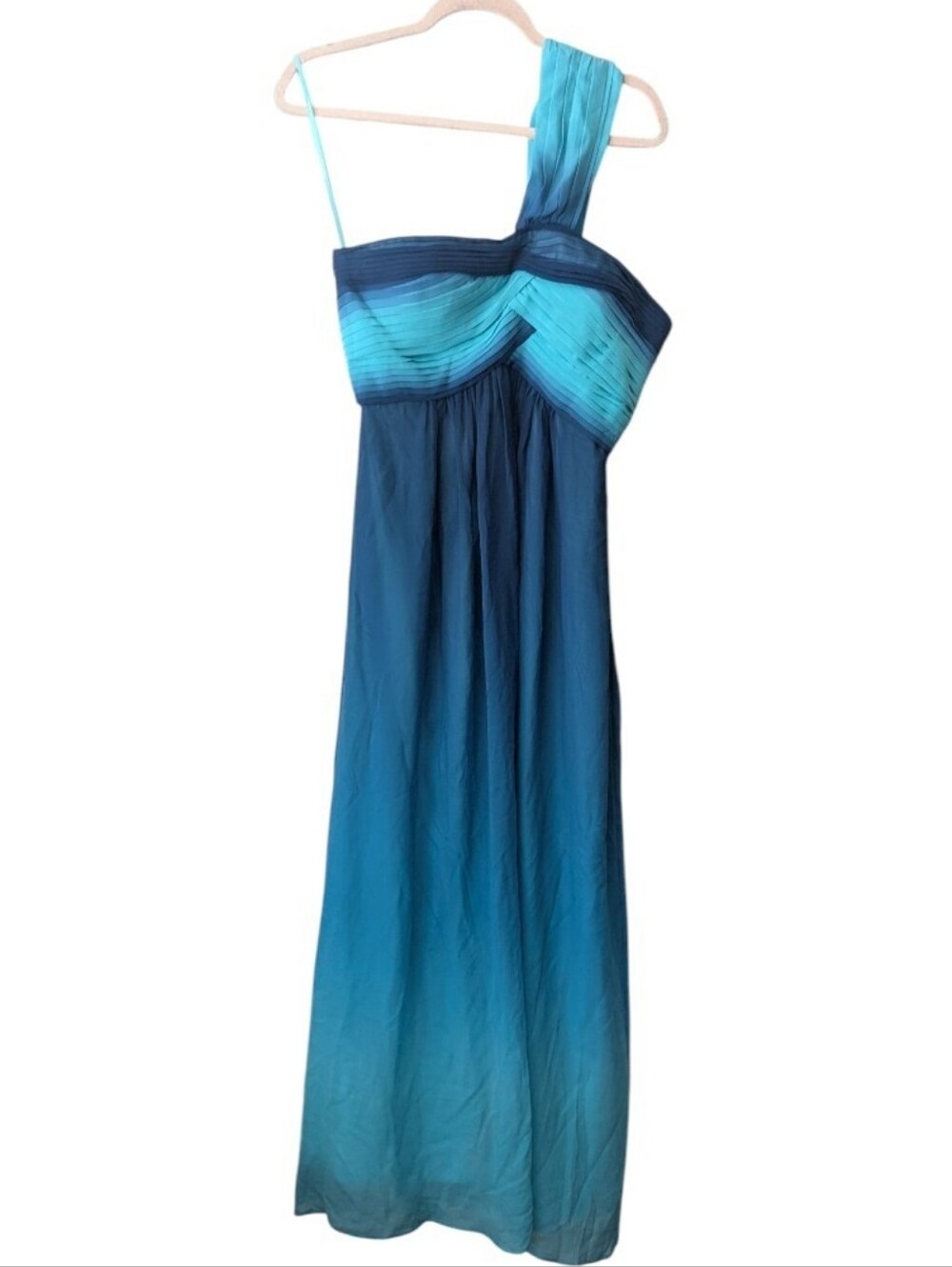 BCBGMaxAzria One Shoulder Blue Ombré Prom Dress Size 10